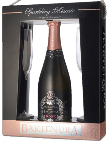 Подарочный набор Bartenura Moscato Rosé с бокалами