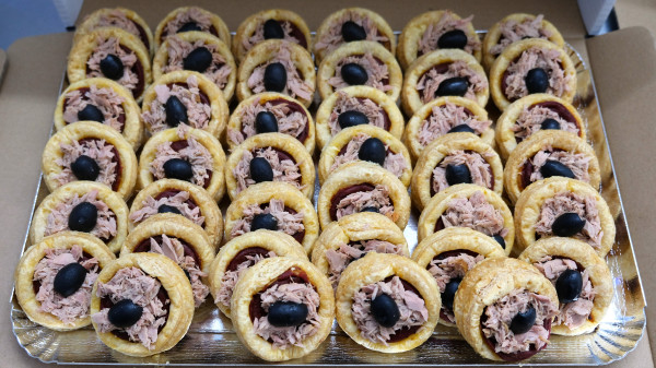 Pissaladière Puff Pastry with Tomato Sauce, Tuna, and Olive